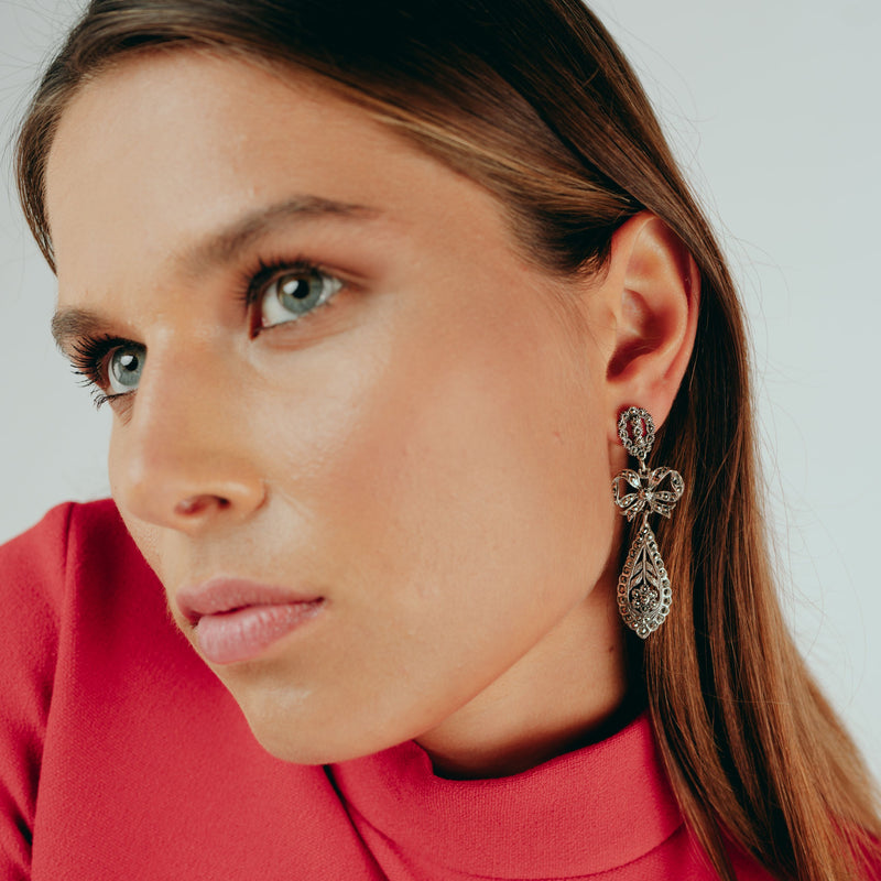 King Earrings of Marcasites in Silver