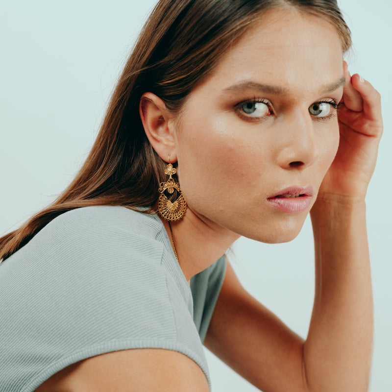 Earrings Arrecadas Filigree in Silver