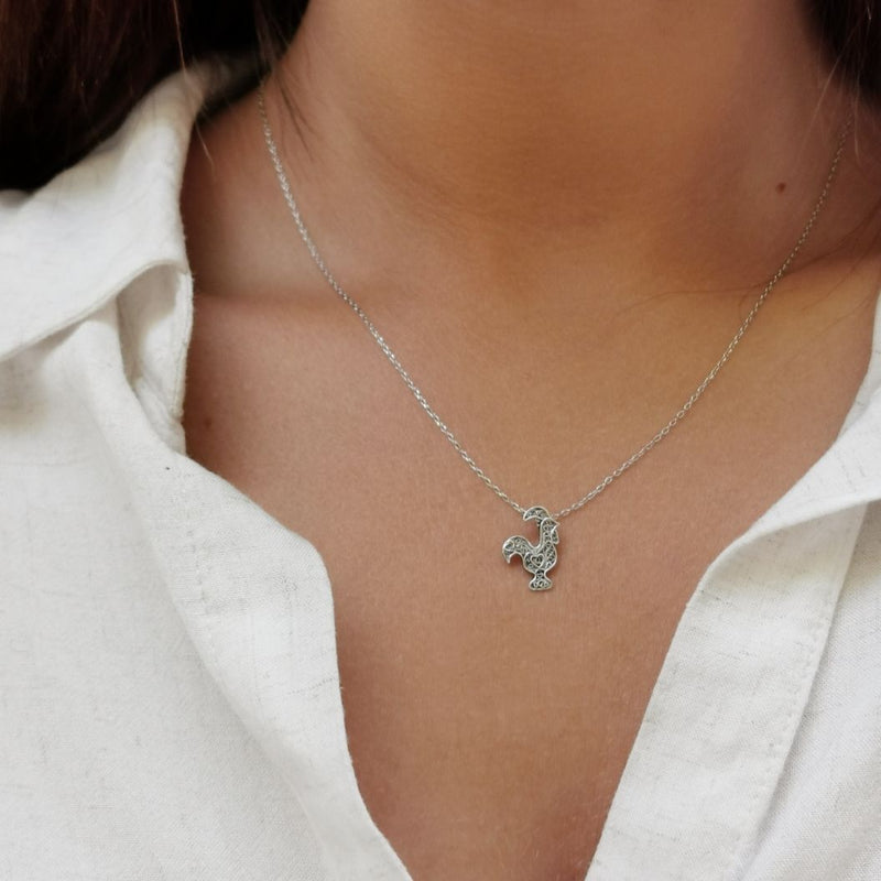 Necklace Rooster Barcelos in Silver