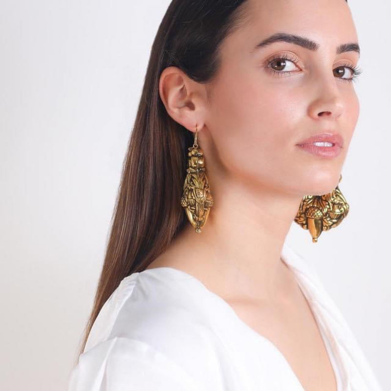 Earrings Baroque Arrecadas XL in Gold Plated Silver