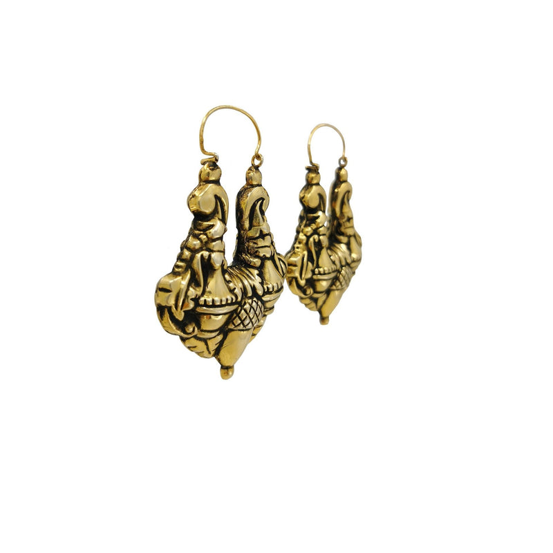 Earrings Baroque Arrecadas XL in Gold Plated Silver