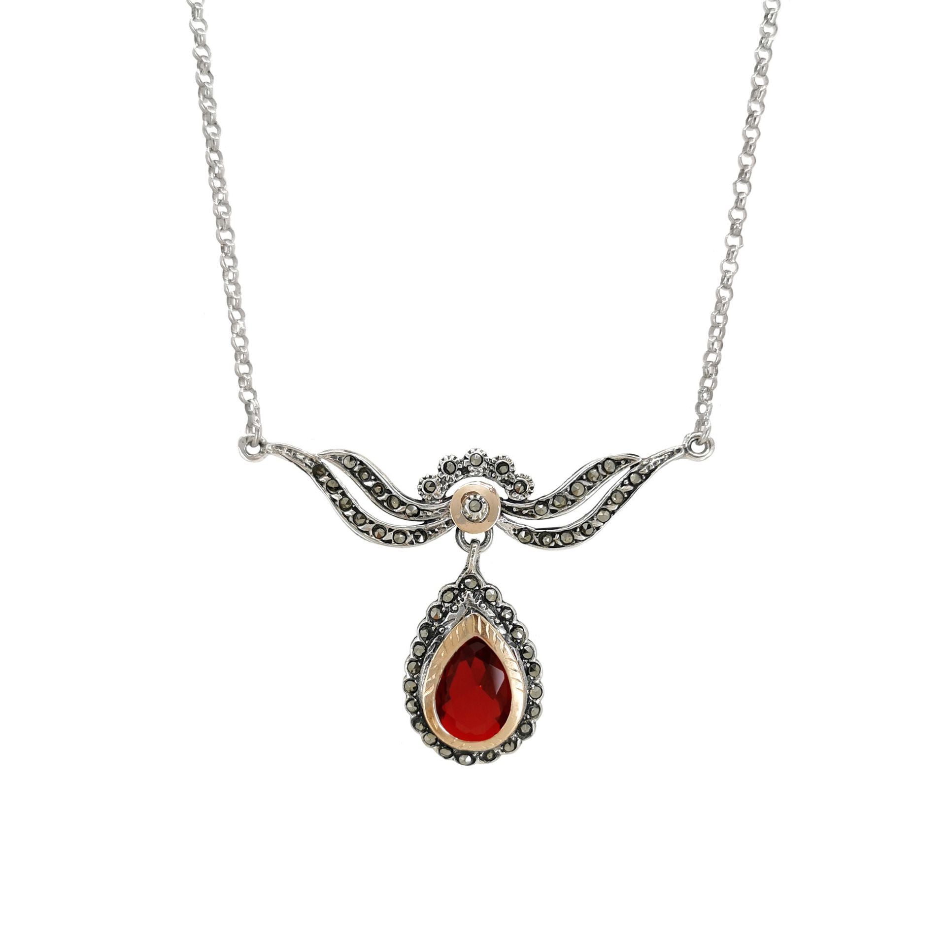 Necklace Tiara Red in Silver and Gold