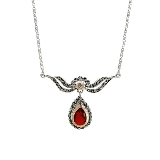 Necklace Tiara Red in Silver and Gold