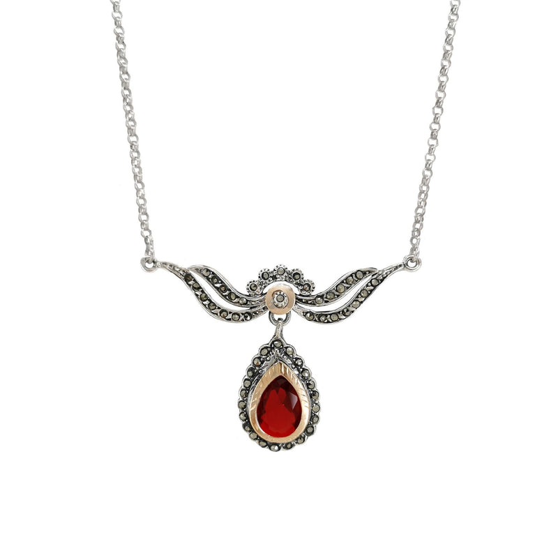 Necklace Tiara Red in Silver and Gold