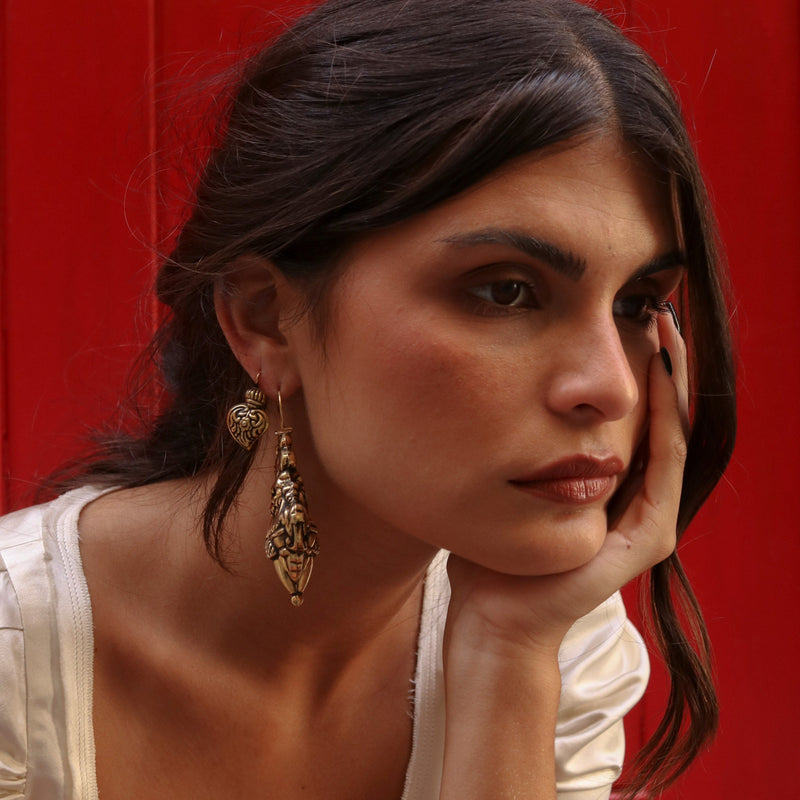 Earrings Baroque Arrecadas XL in Gold Plated Silver