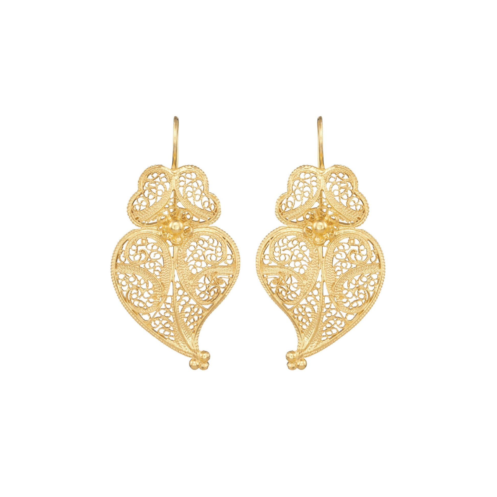 Earrings Heart of Viana 4,0cm in Gold Plated Silver