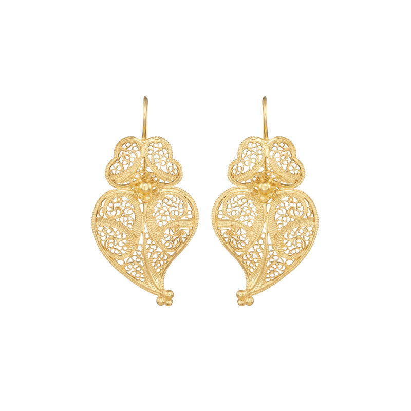 Earrings Heart of Viana 4,0cm in Gold Plated Silver