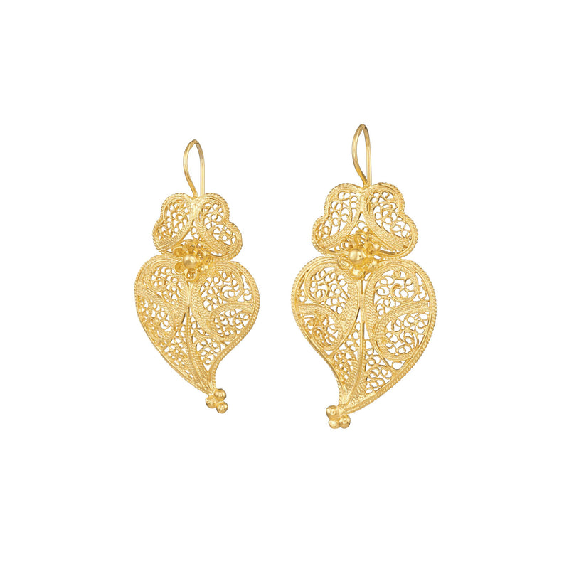 Earrings Heart of Viana 4,0cm in Gold Plated Silver