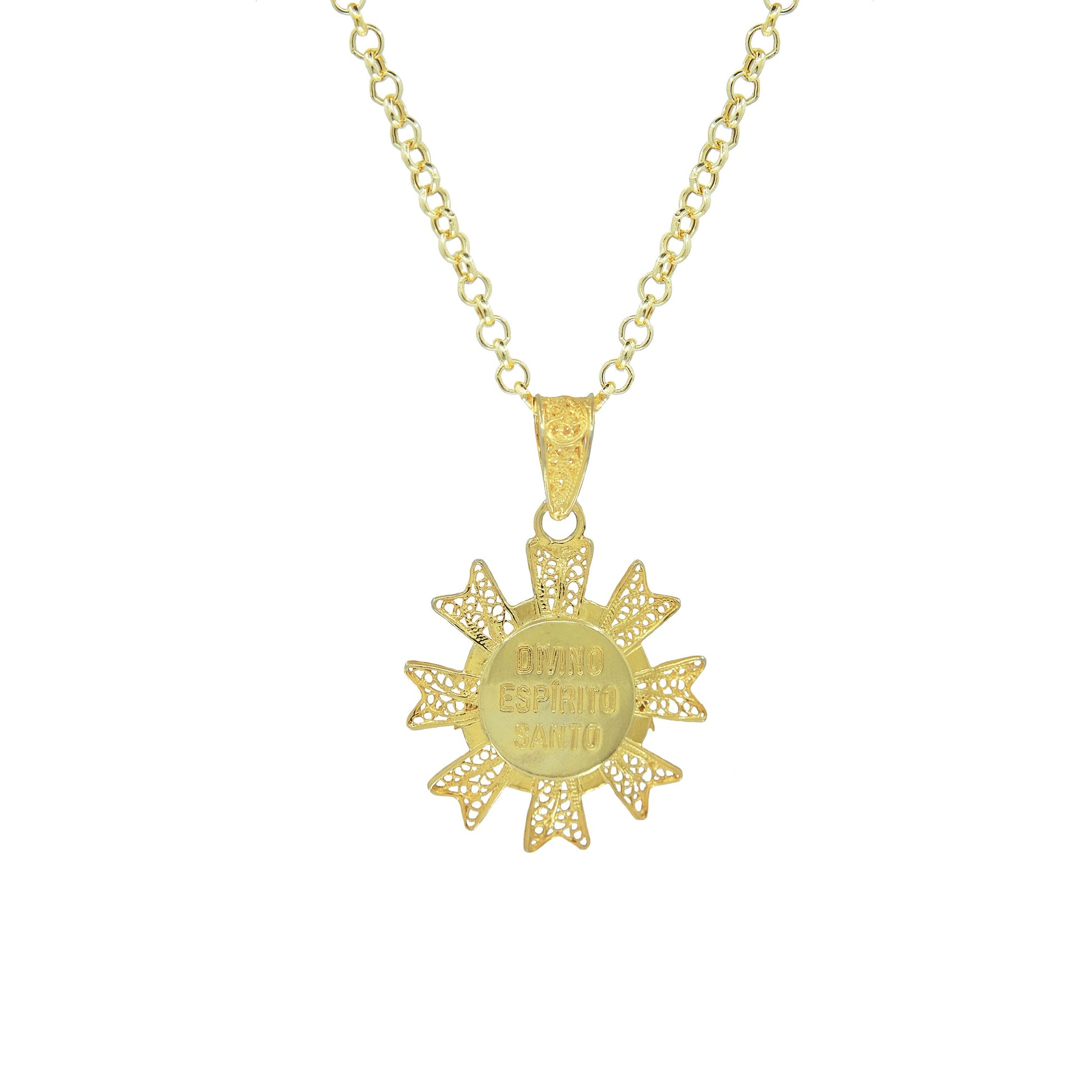 Necklace Holy Spirit Filigree in Gold Plated Silver