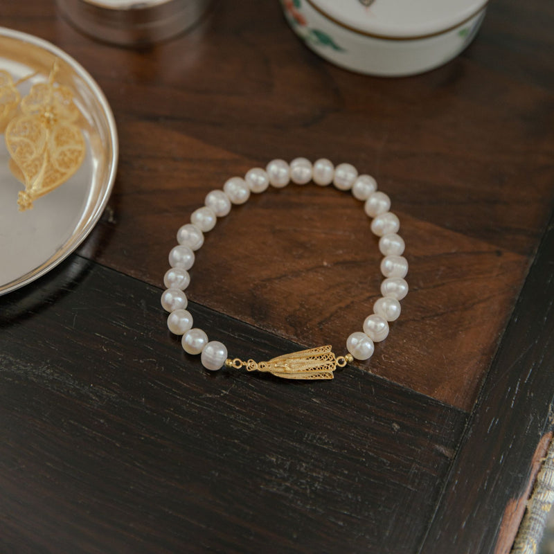 Bracelet Our Lady of Fátima in Silver with Pearls