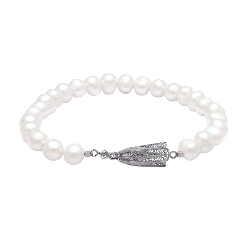 Bracelet Our Lady of Fátima in Silver with Pearls