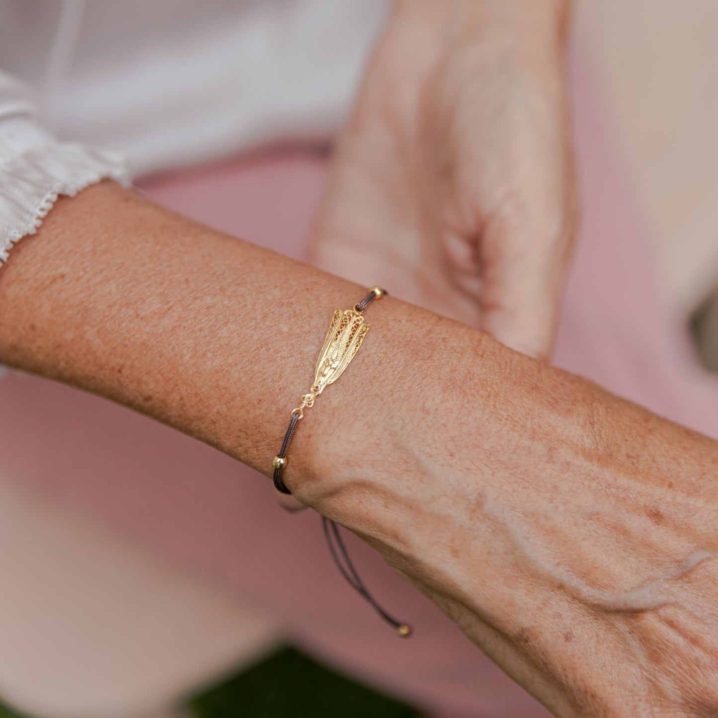 Bracelet Our Lady of Fátima in Silver with Cord