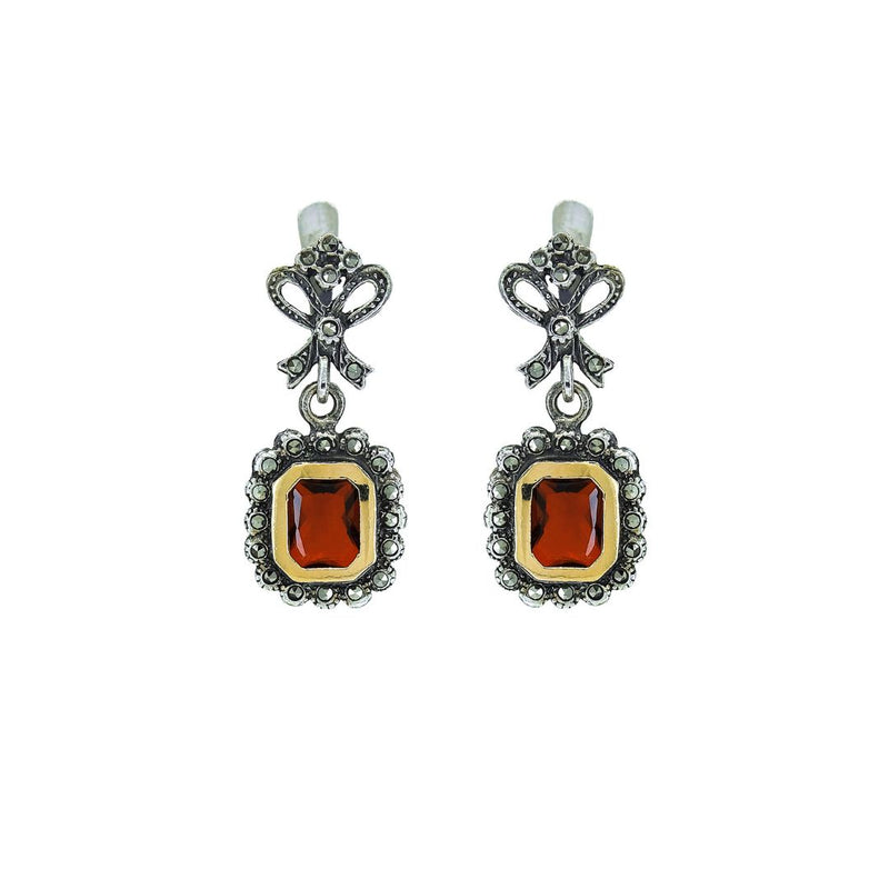 Earrings Red Tie in Silver and Gold