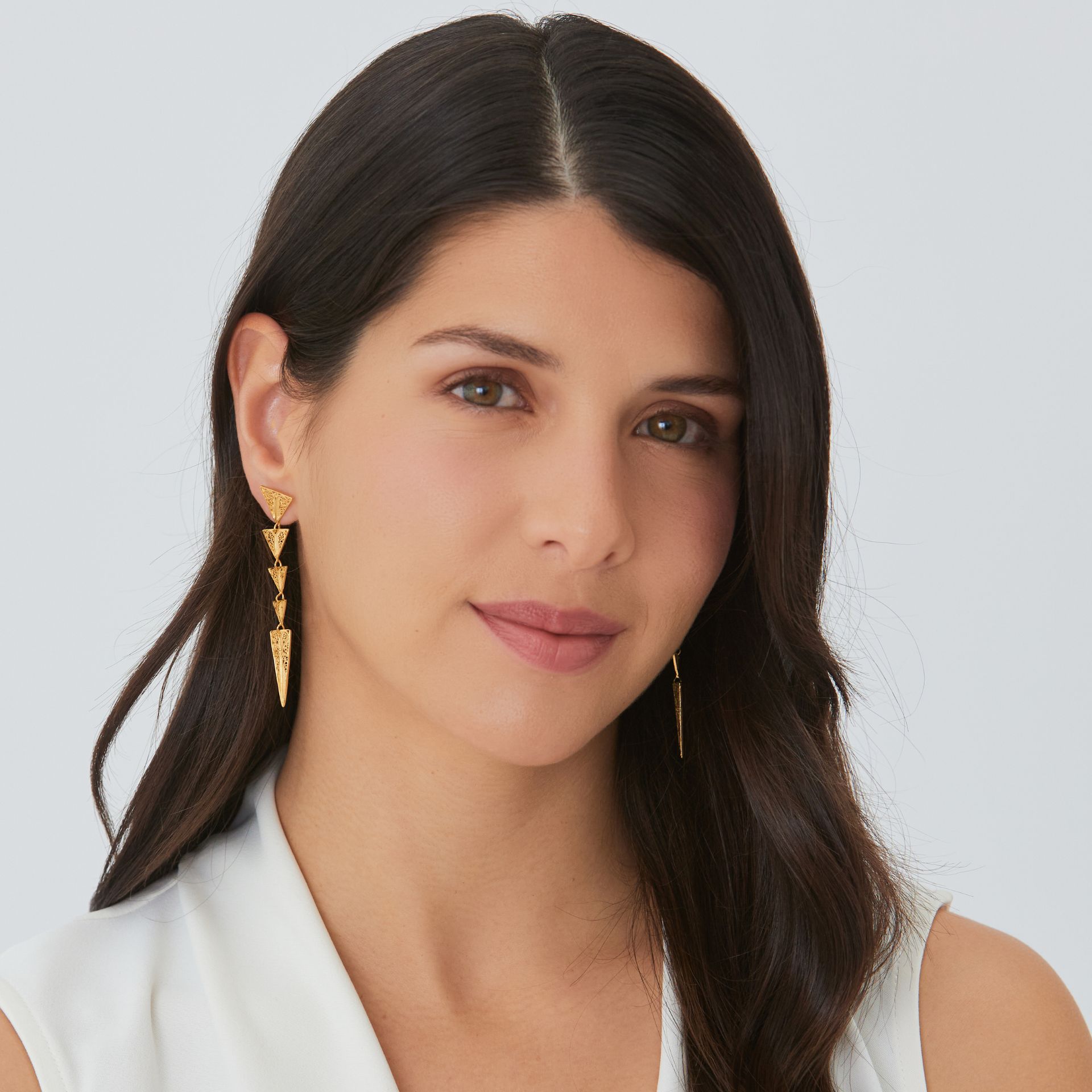 Earrings Triangles in Gold Plated Silver