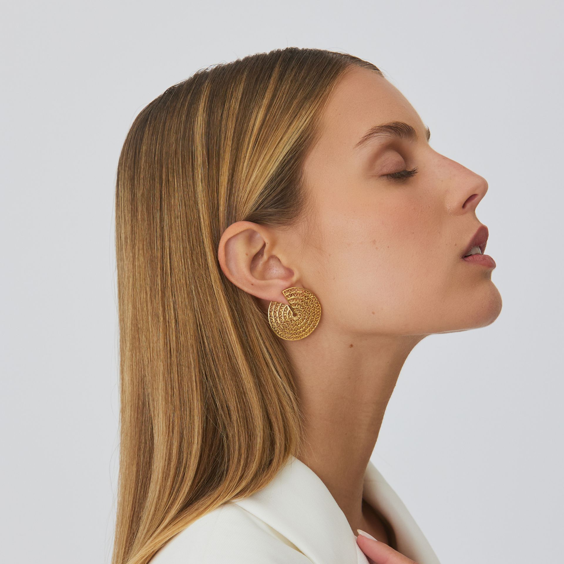 Earrings Cut Circles in Gold Plated Silver