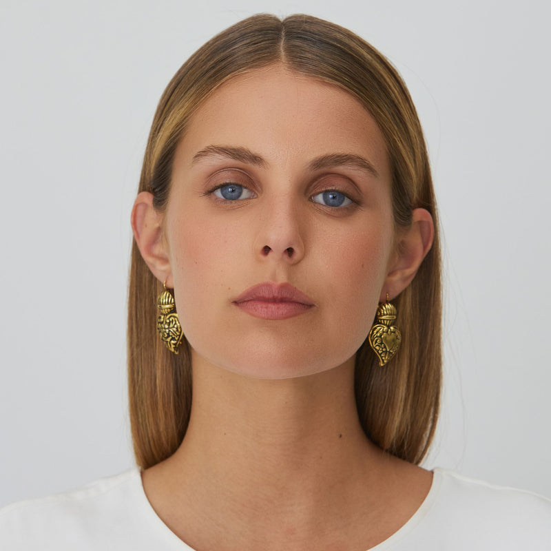 Earrings Baroque Heart of Viana in Gold Plated Silver