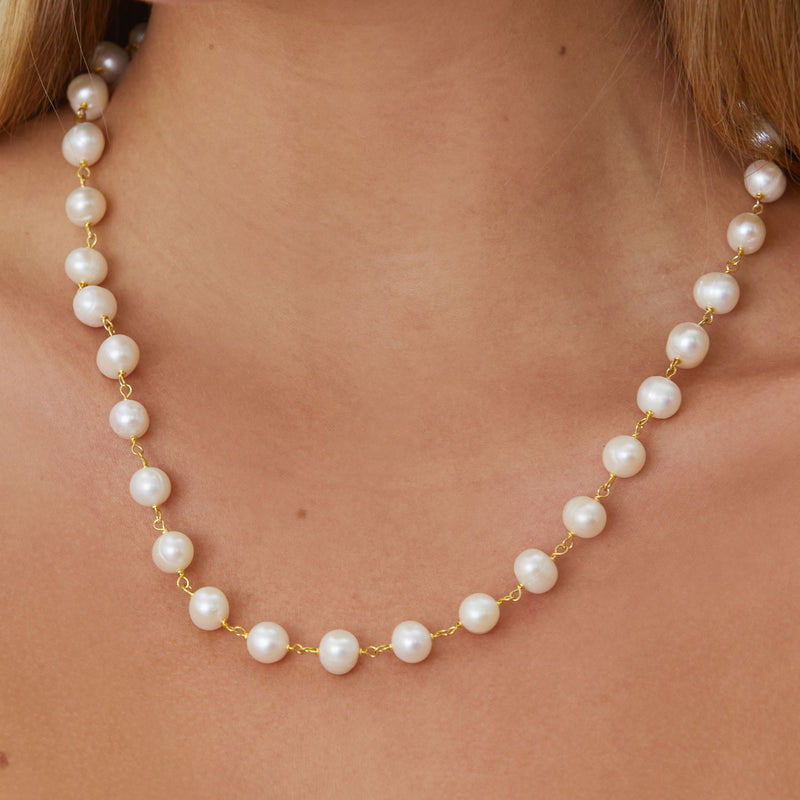 Necklace Pearls in Gold Plated Silver