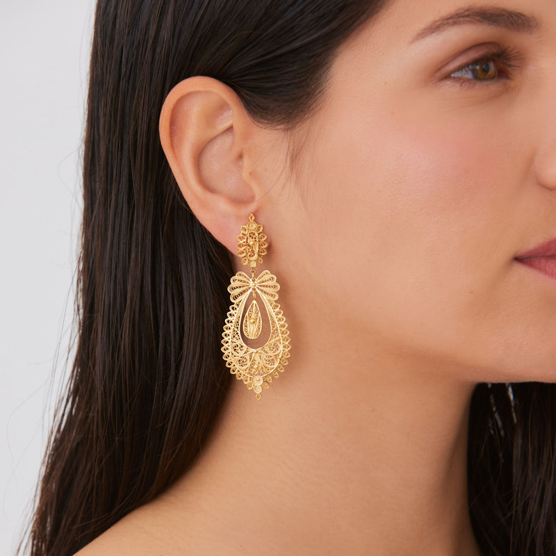 Earrings Princess Icon in Gold Plated Silver