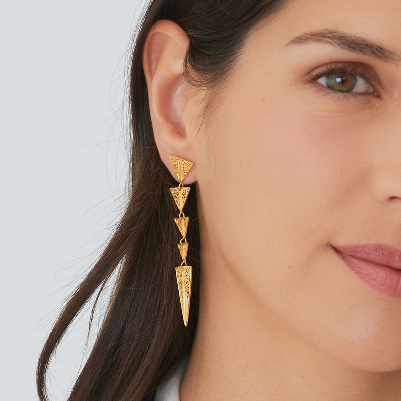 Earrings Triangles in Gold Plated Silver