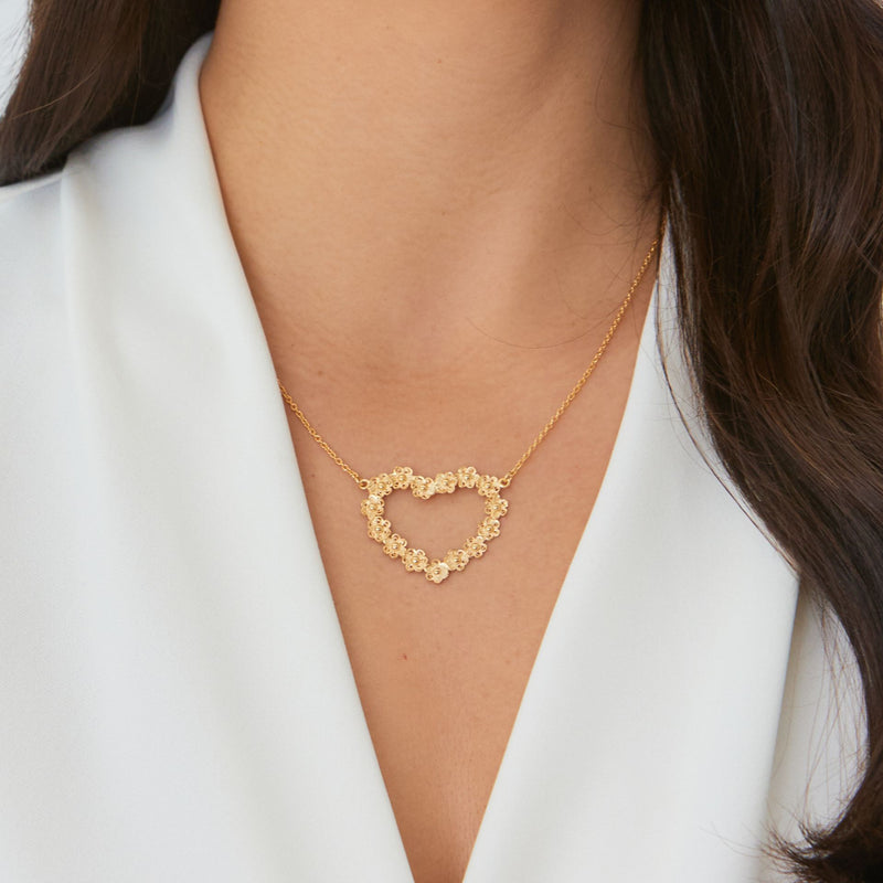 Necklace Heart of Flowers in Gold Plated Silver