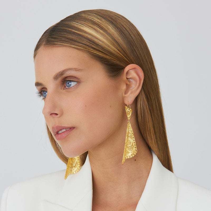 Earrings Fado Singer's Shawl in Gold Plated Silver