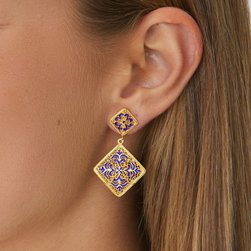 Earrings Azulejo in Gold Plated Silver
