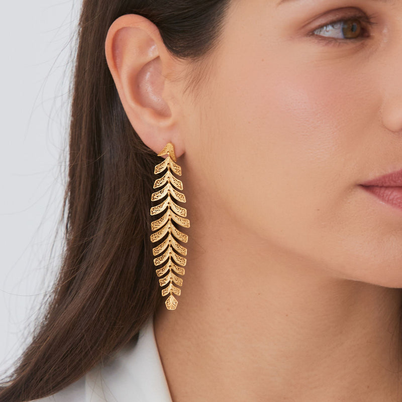 Earrings Palm Tree in Gold Plated Silver