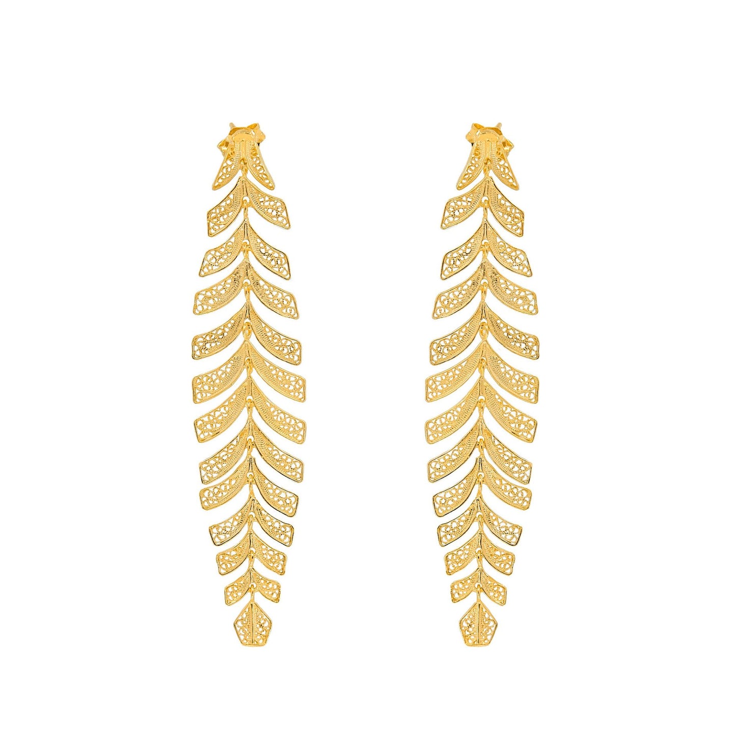 Earrings Palm Tree in Gold Plated Silver