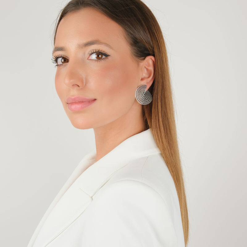 Earrings Cut Circles in Silver