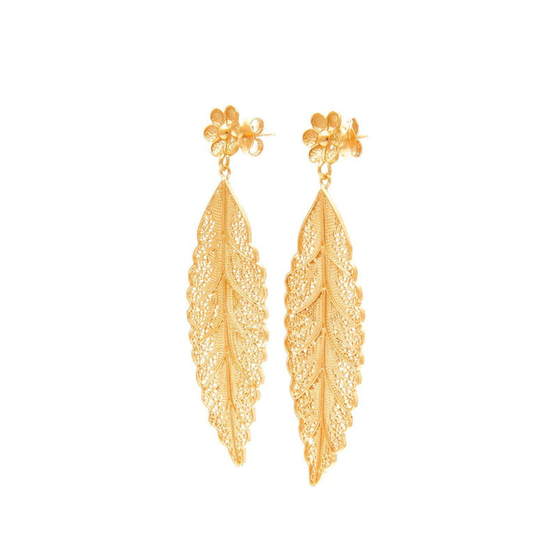 Earrings Leaf in Gold Plated Silver