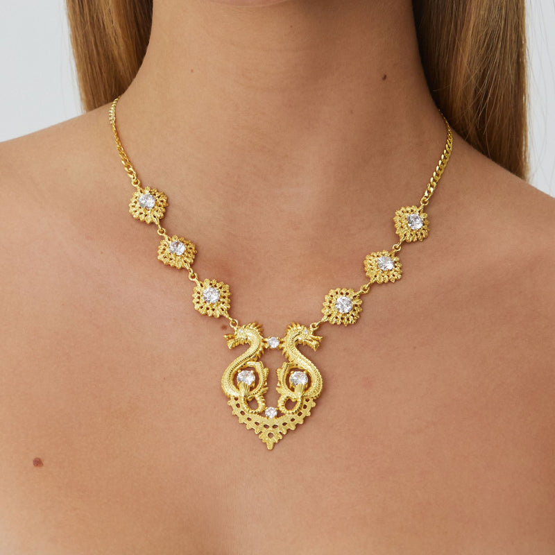 Necklace Queen Dragon in Gold Plated Silver