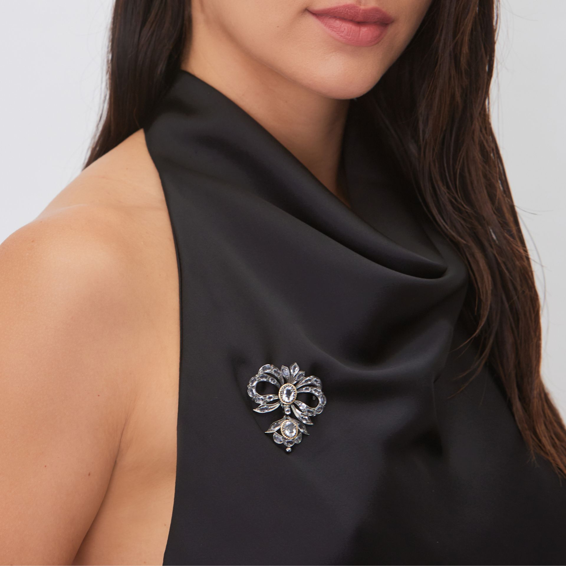 Brooch Rock Crystal in Silver and Gold