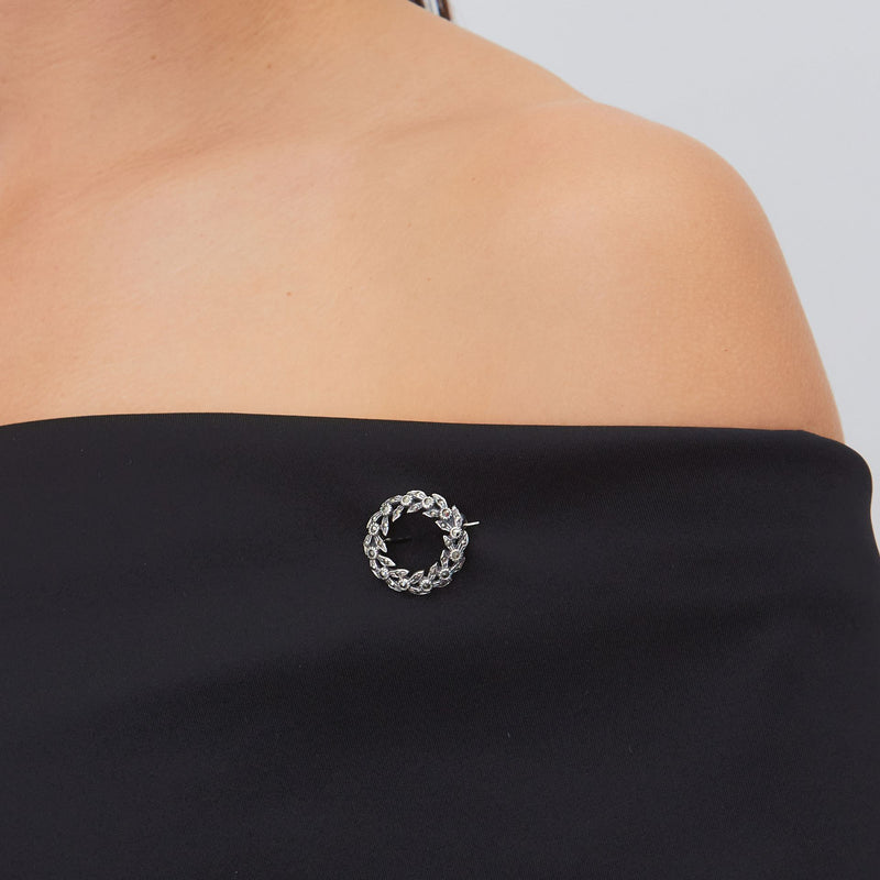 Brooch Crown Marcasites in Silver