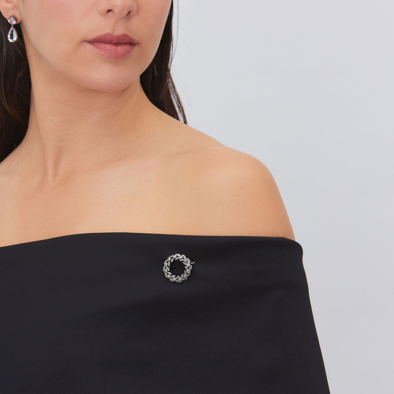 Brooch Crown Marcasites in Silver