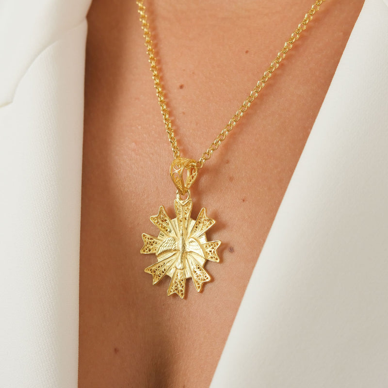 Necklace Holy Spirit Filigree in Silver