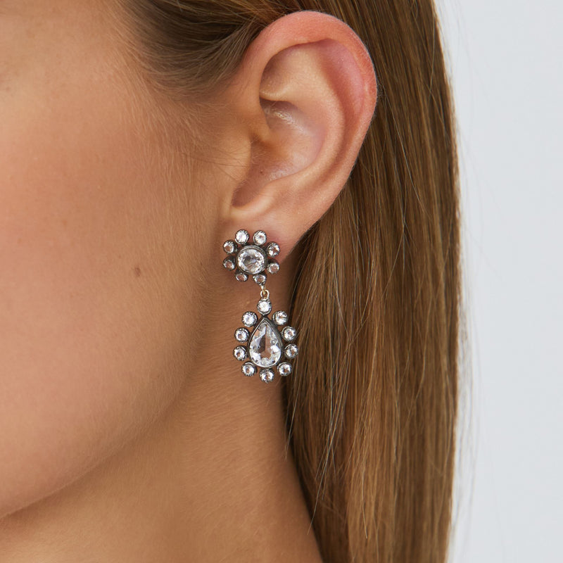 Earrings Ciclo Rock Crystal in Silver and Gold