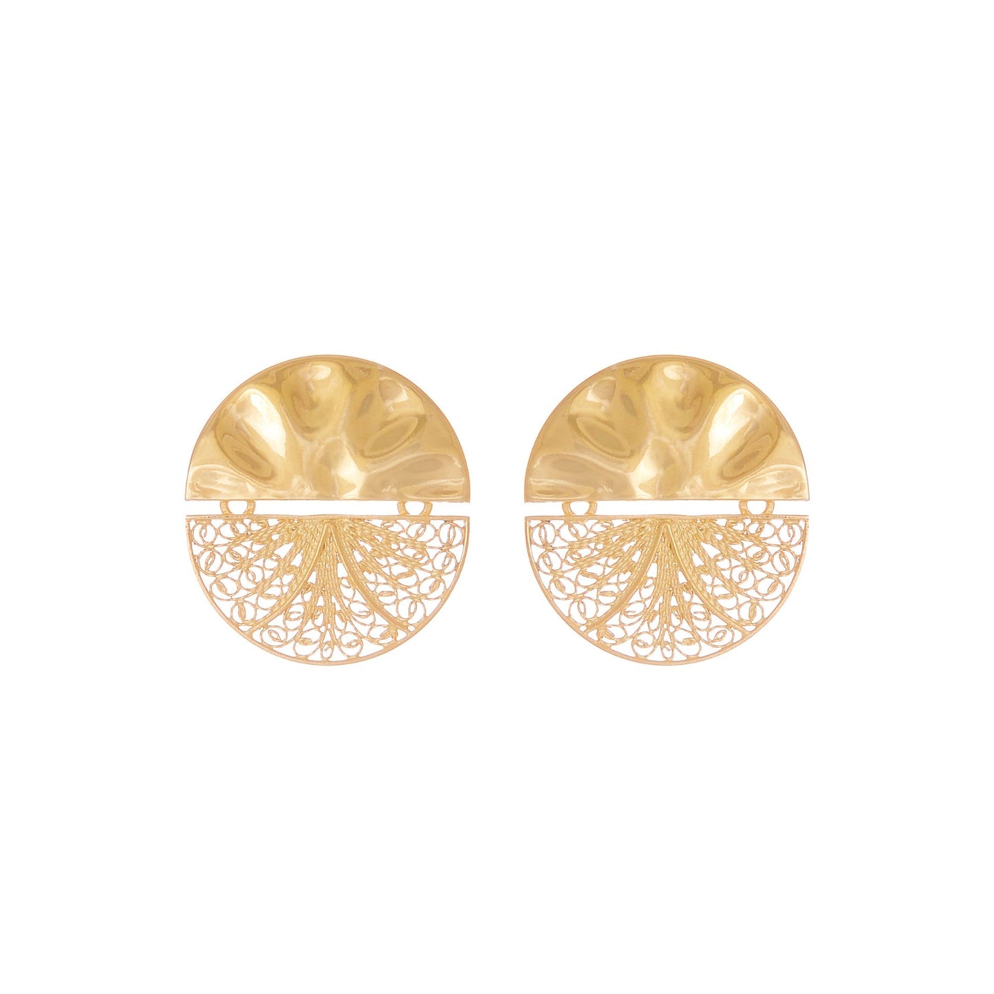 Earrings Circles Articulated in Gold Plated Silver
