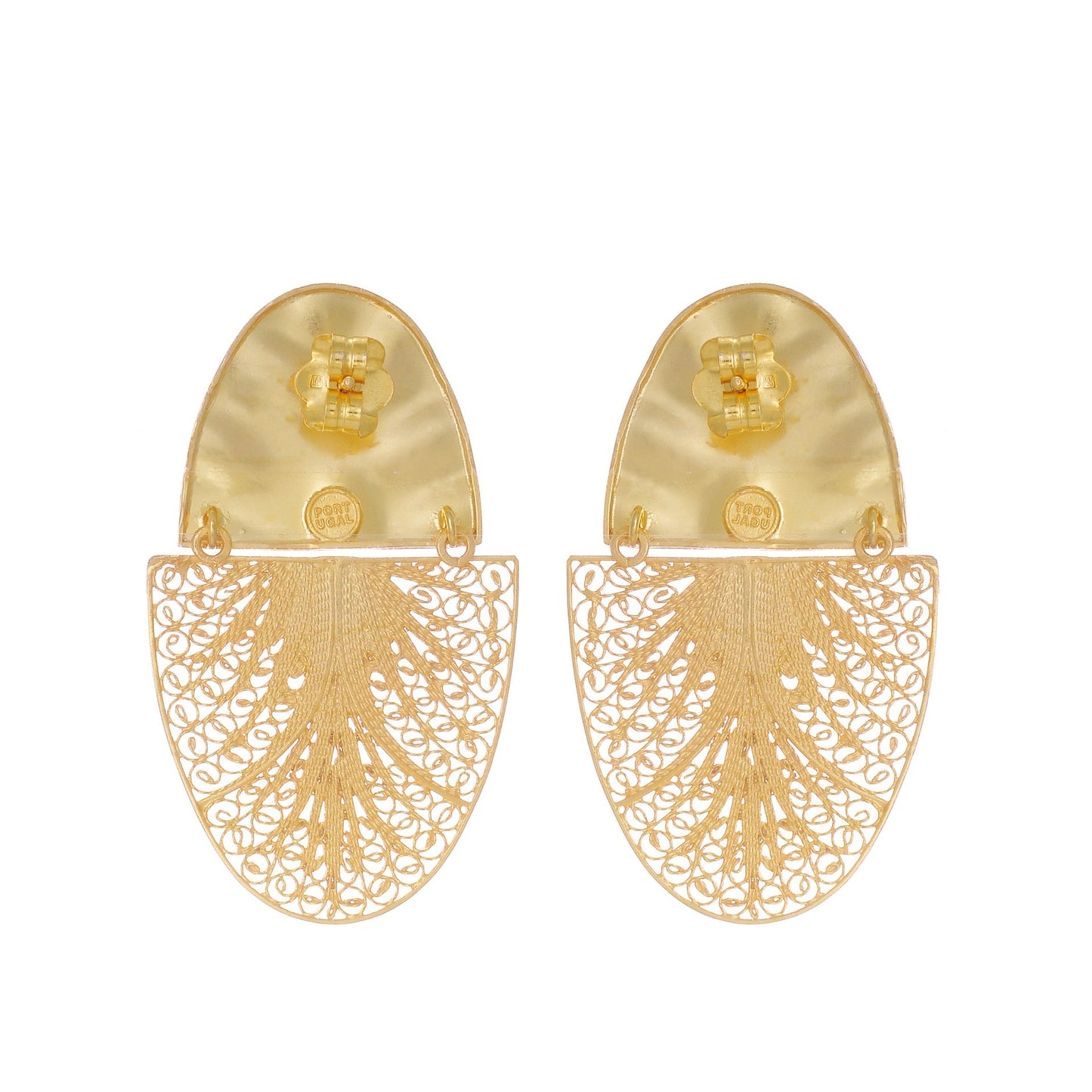 Earrings Oval Articulated XL in Gold Plated Silver