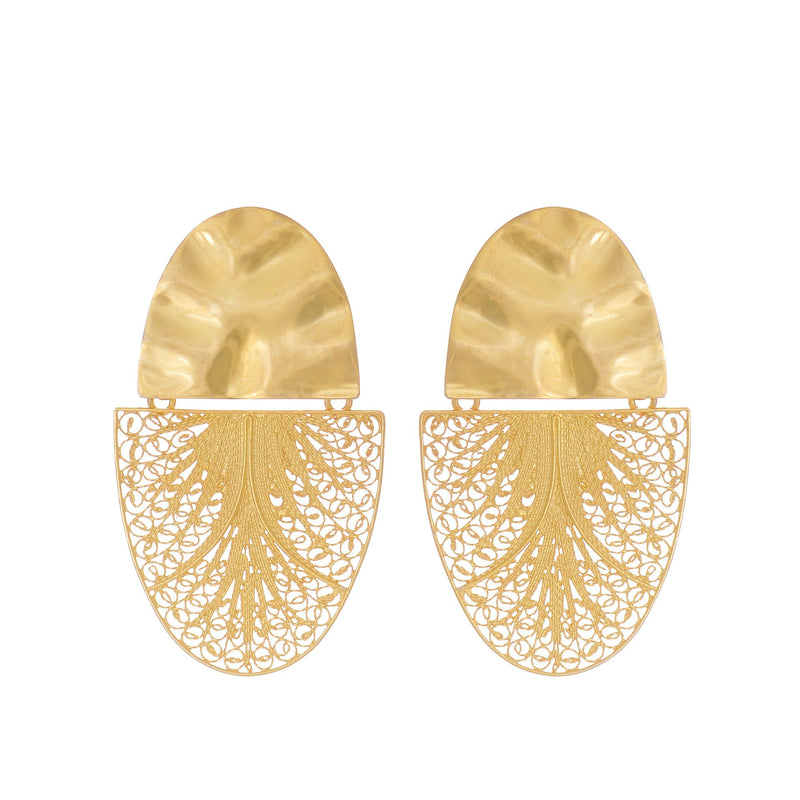 Earrings Oval Articulated XL in Gold Plated Silver