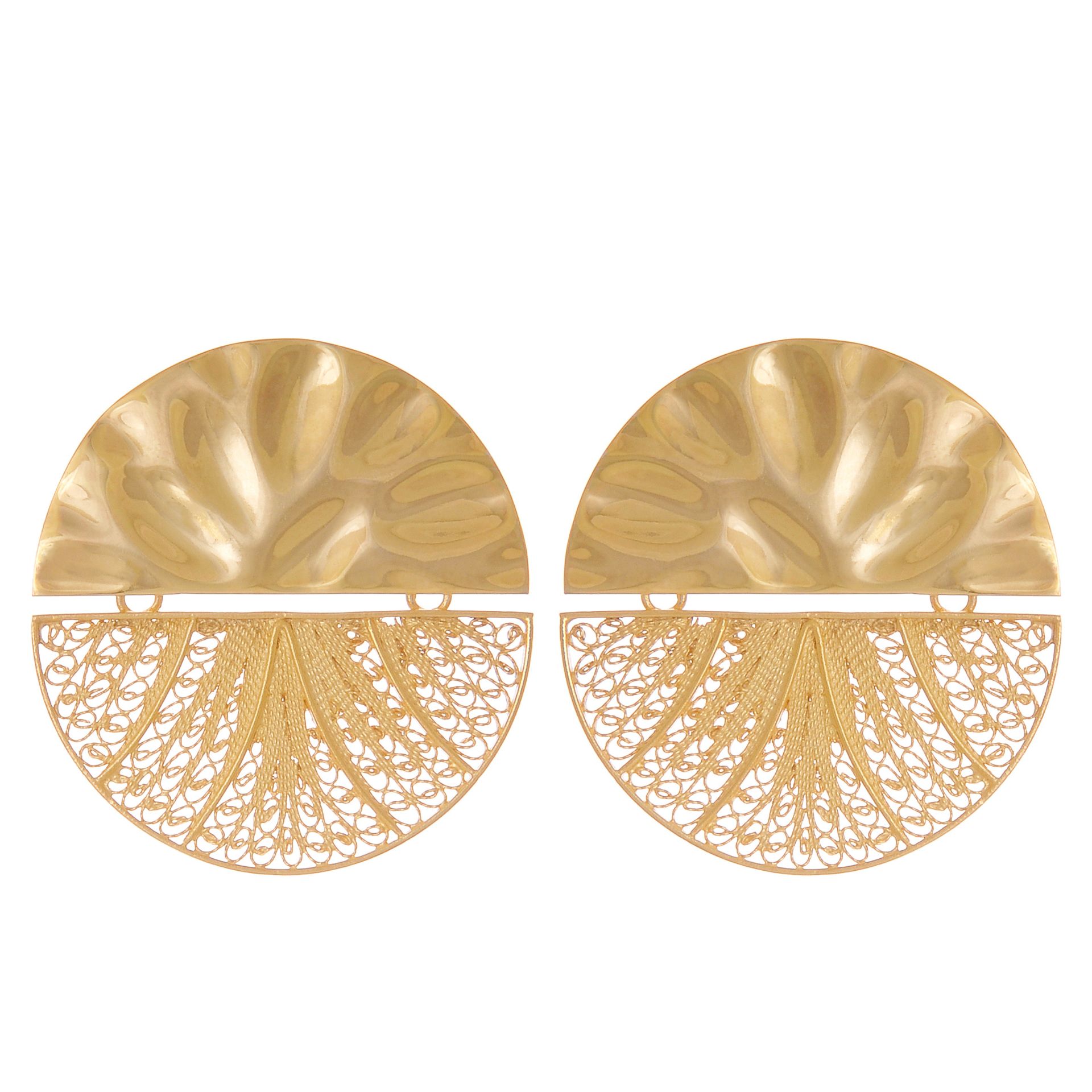 Earrings Circles Articulated XL in Gold Plated Silver