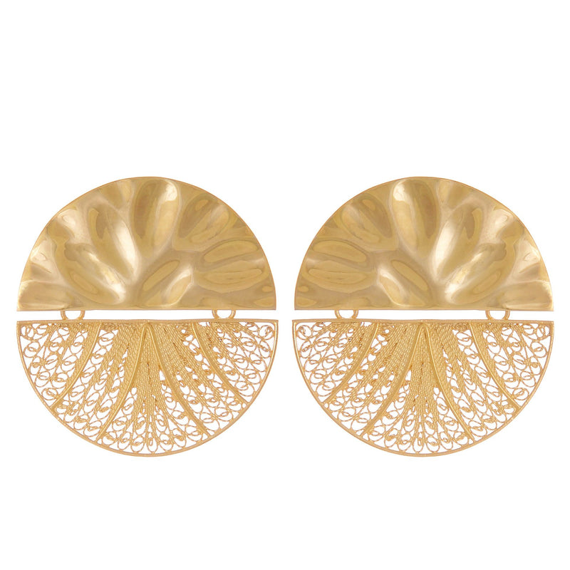Earrings Circles Articulated XL in Gold Plated Silver