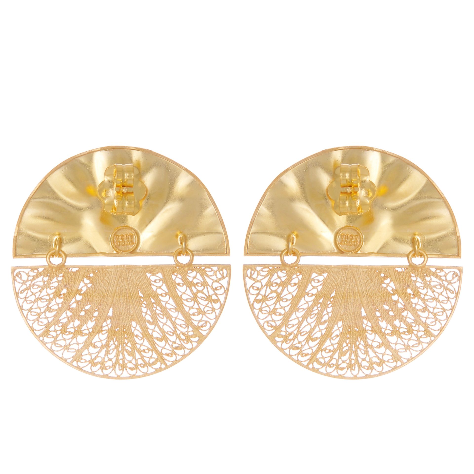 Earrings Circles Articulated XL in Gold Plated Silver