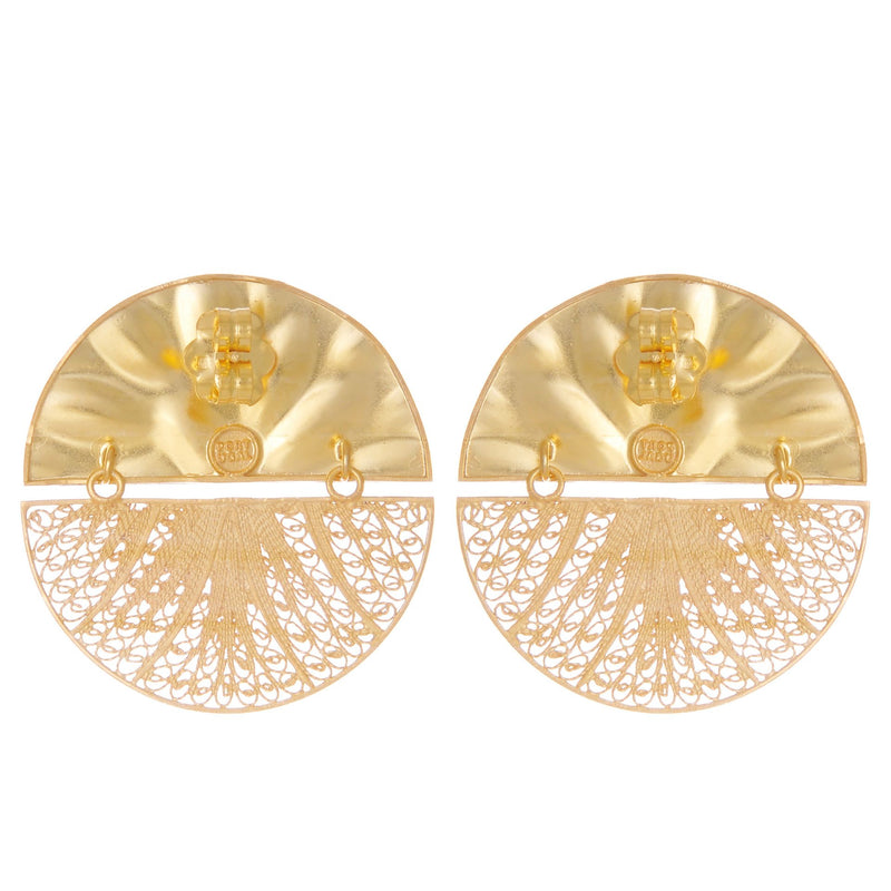 Earrings Circles Articulated XL in Gold Plated Silver