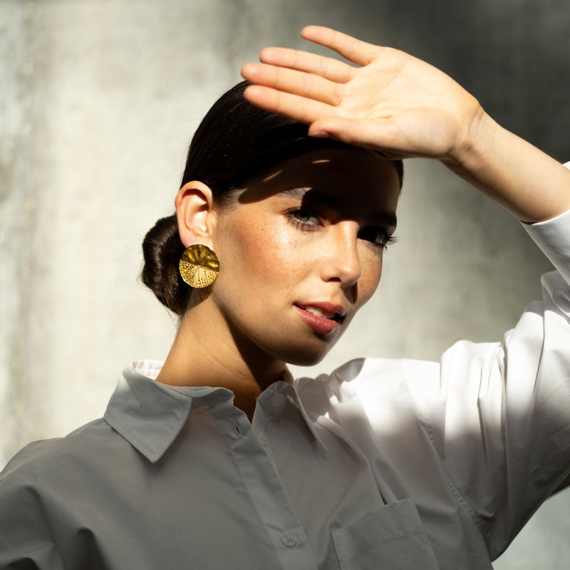 Earrings Circles Articulated XL in Gold Plated Silver