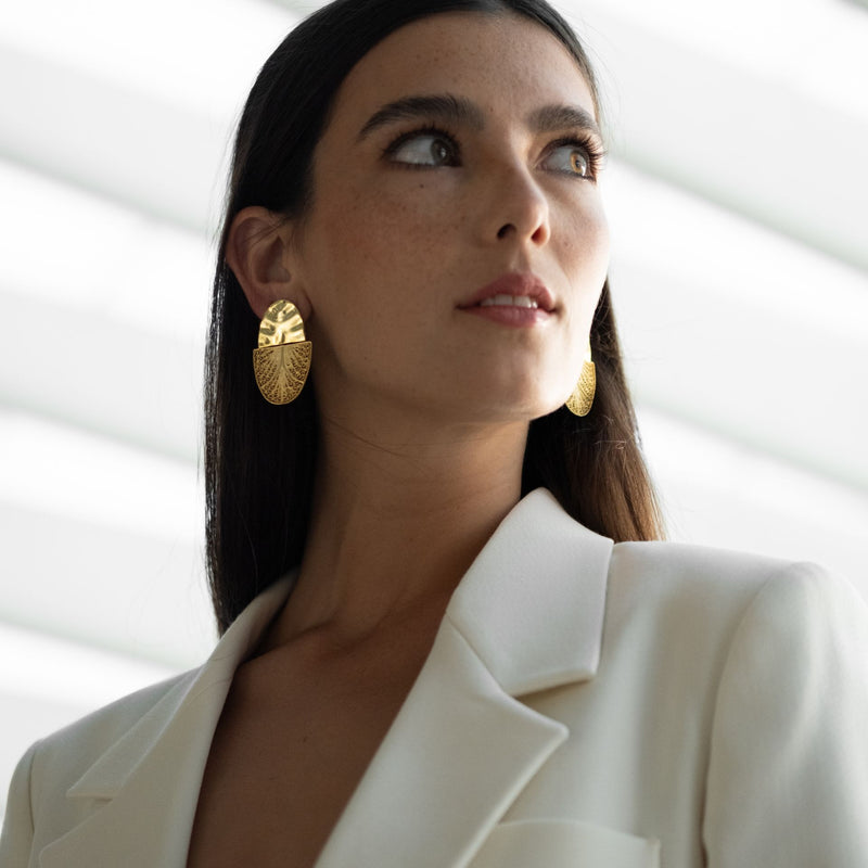 Earrings Oval Articulated XL in Gold Plated Silver