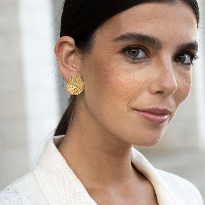 Earrings Circles Articulated in Gold Plated Silver