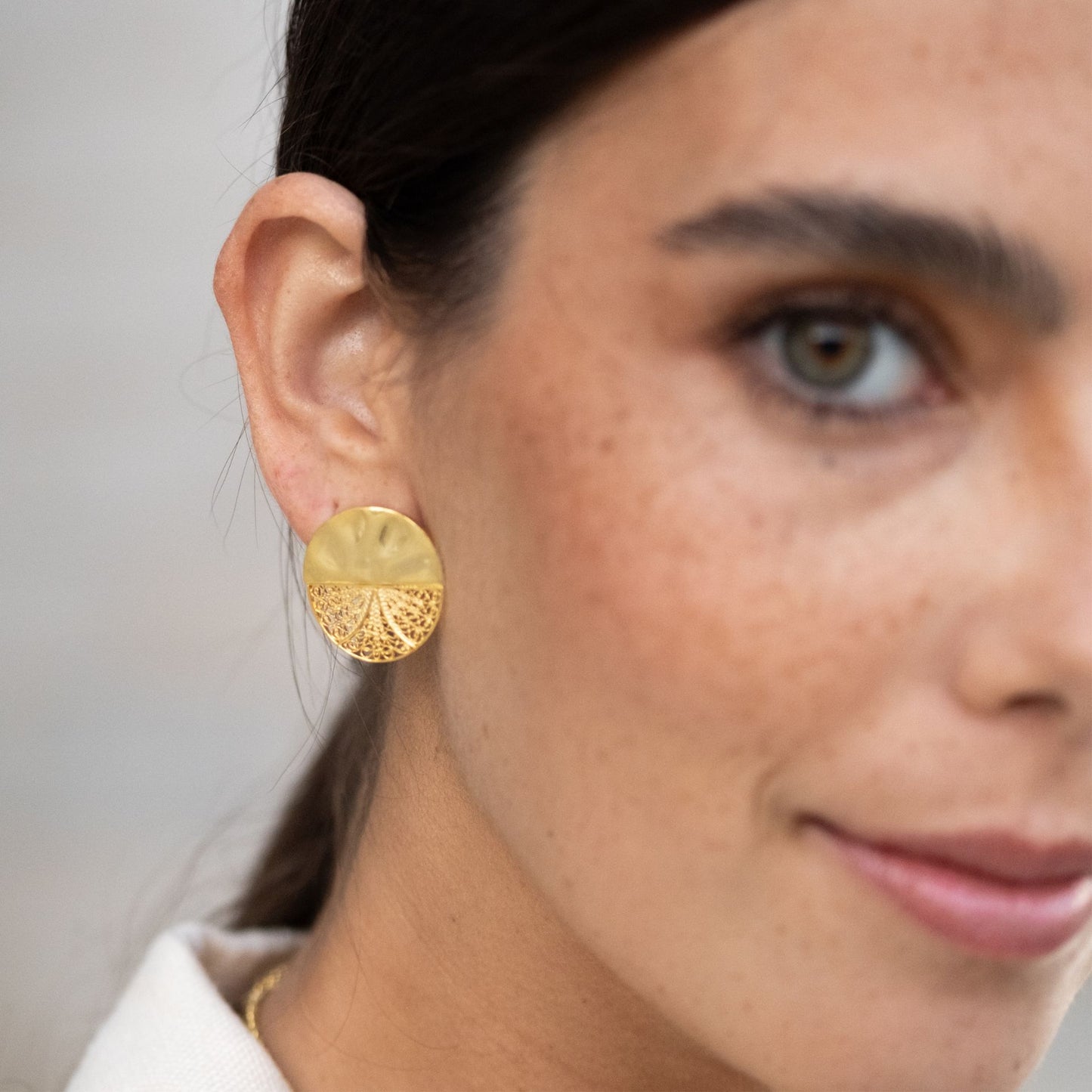 Earrings Circles Articulated in Gold Plated Silver