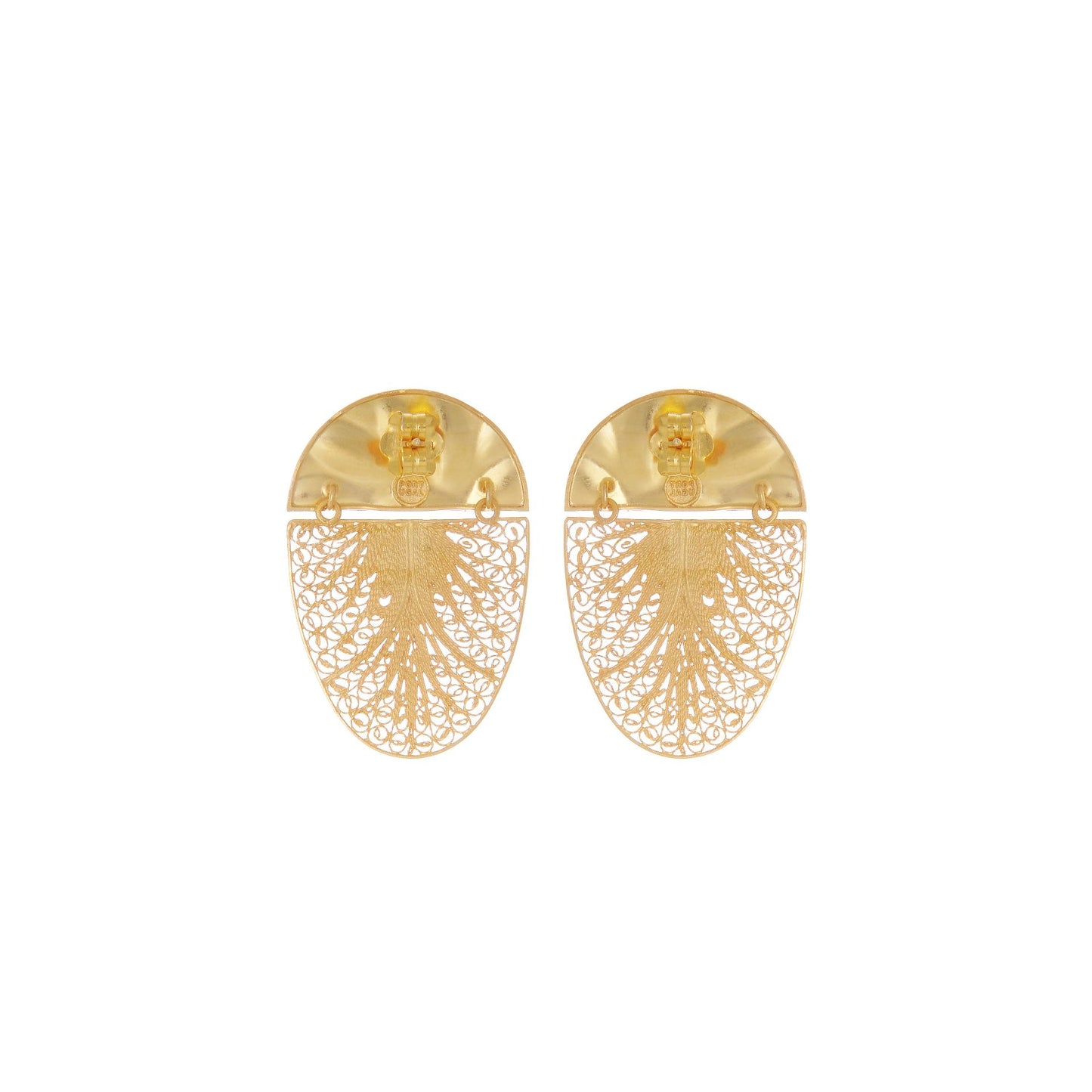Earrings Oval Articulated in Gold Plated Silver