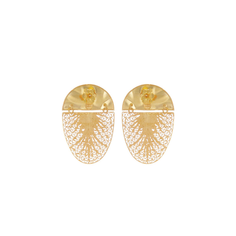Earrings Oval Articulated in Gold Plated Silver