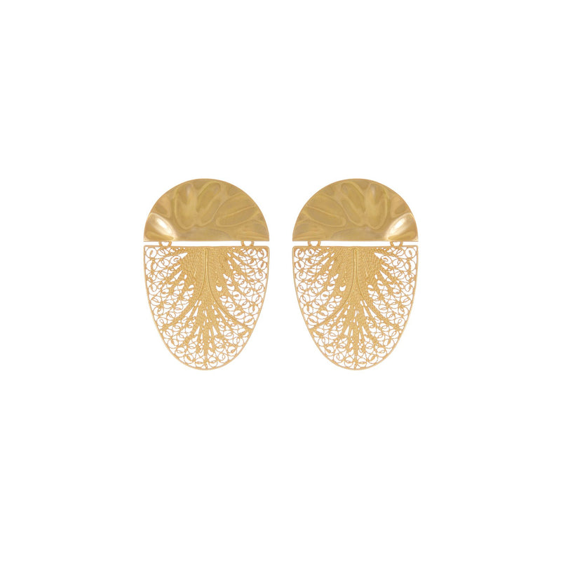 Earrings Oval Articulated in Gold Plated Silver